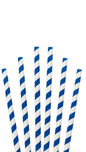 0.25" x 7.75" White/Blue Jumbo Paper Straws