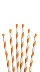 0.25 x 7.75" White/Orange Paper Straws