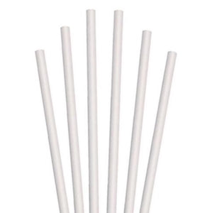 0.25" x 7.75" White Paper Straws